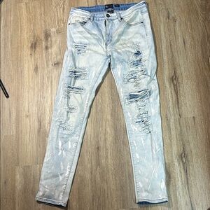 Men's Distressed Light Blue Skinny Jeans